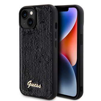 Guess Sequin Script Logo Zadní Kryt pro iPhone 15 Black