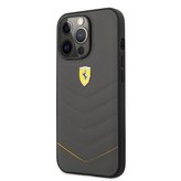 Ferrari Genuine Leather Quilted Zadní Kryt pro iPhone 13 Pro Max Dark Grey