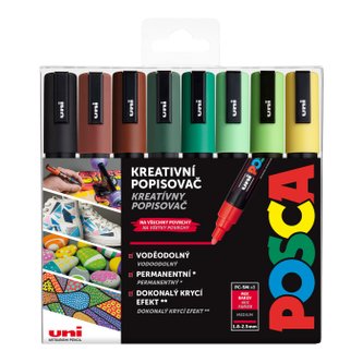 Posca sada popisovačů PC-5M - Earth 1,8 - 2,5 mm (mix zemitých tónů 8 ks)
