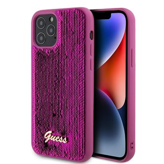 Guess Sequin Script Logo Zadní Kryt pro iPhone 12/12 Pro Magenta