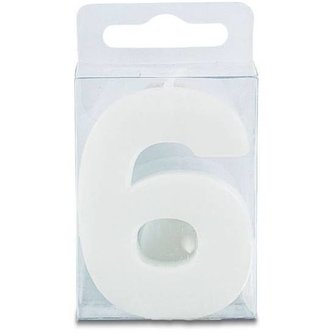 Svíčka ve tvaru číslice 6 - mini, bílá - Stadter