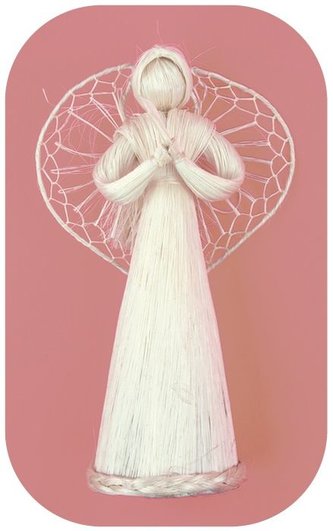 ANDĚL s proplétanými křídly, 16cm, abaca