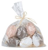 dekorace VAJÍČKA s pírky 6cm, plast,  6ks