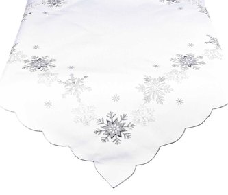 Forbyt, Ubrus vánoční, Vločky stříbrné, bílý pr. 150