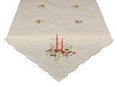 Ubrus Vánoční, Dvě svíce a jmelí, béžový 50 x 100 cm