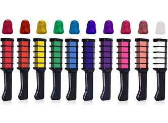 Grzebień z kolorowymi kredami do włosów - 10 kolorów