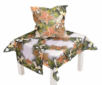 Ubrus vánoční, Větvičky a ozdoby 85 x 85 cm