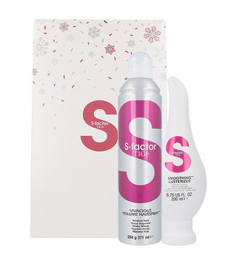 Tigi S Factor Vivacious sprej pro fixaci účesu 371 ml + přípravek pro uhlazení vlasů S Factor Smoothing Lusterizer 200 ml