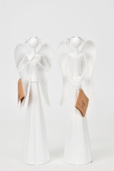 Plechový bílý anděl se srdíčkem 31 cm