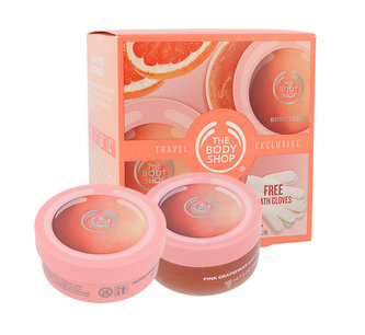 The Body Shop Pink Grapefruit tělové máslo 200 ml + tělový peeling 200 ml + rukavice