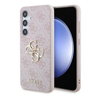 Guess PU 4G Metal Logo Zadní Kryt pro Samsung Galaxy S24+ Pink