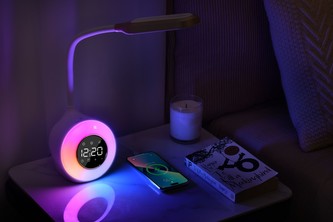 LED stolní lampička Immax FALCON s RGB podsvícením, bílá