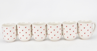 Bílý hrnek se srdíčky 400ml II. jakost, sada 6 ks