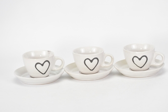 Hrnek espresso s podtalířkem bílý II. jakost, balení 3 ks