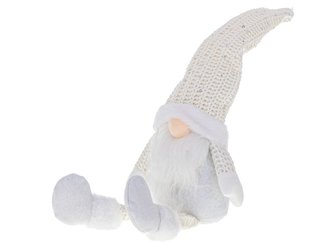 Vánoční trpaslík s vousy bílý 47cm