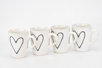 Hrnek bílý srdce 250 ml II. jakost, balení 4 ks