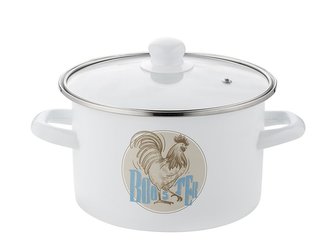 SMALTOVANÝ HRNEC S POKLIČKOU 16CM 2,2L KOHOUT