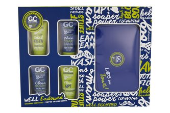 Grace Cole Homme sprchový gel Bloke Soak 50 ml + šampon Total Filth 50 ml + čisticí přípravek Clean Machine 50 ml + pleťová péče Man Up! 50 ml + kosmetická taška