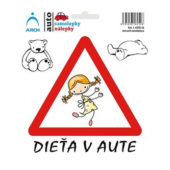 Samolepka 15x17 cm - "Dítě v autě" (veselá holka)