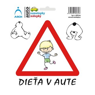Samolepka 15x17 cm - "Dítě v autě" (veselý kluk)