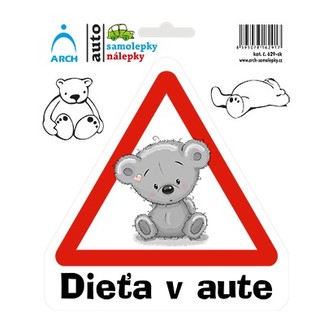 Samolepka 15x17 cm - "Dítě v autě" (medvídek)