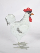 Kovový kohout Luke šedo-bílý 20,5x16x7,5 cm