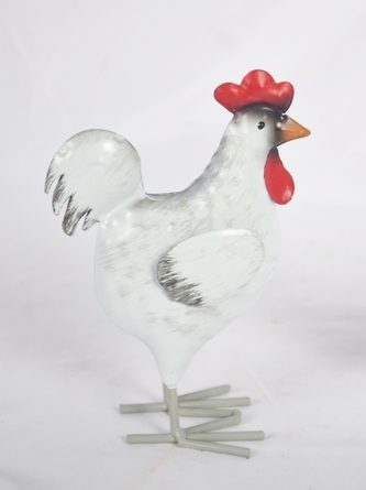 Kovový kohout Luke šedo-bílý 20,5x16x7,5 cm