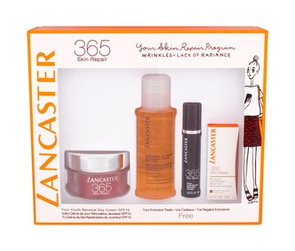 Lancaster 365 Skin Repair denní pleťová péče SPF15 50 ml + péče o oční okolí 3 ml + pleťové sérum 10 ml + čisticí pleťová voda 3v1 100 ml