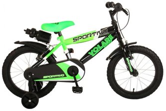 VOLARE - Detský bicykel Sportivo - chlapčenský - 16 palcov - neónovo zelená čierna - 95 % zmontovaný