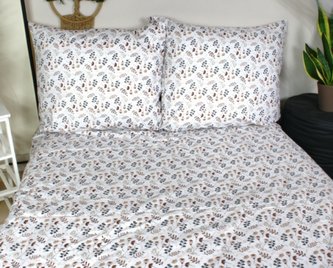 Bavlněné povlečení, 2D 140x200/70x90 - Louka, Baby Nellys, béžová/hnědá; 140x200/70x80cm