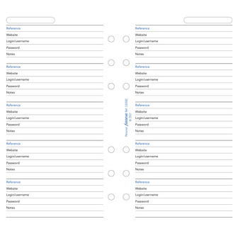 Filofax, Seznam hesel pro diáře, osobní, bílá