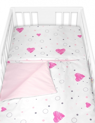 Povlečení do postýlky, bavlna 2D sada, I love Girl, růžová/bílá; 120x90