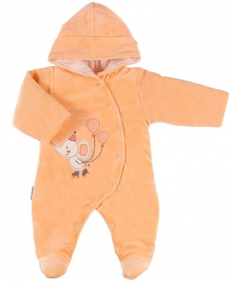 EEVI Dvouvrstvý velurový overálek Winter - meruňkový, vel. 62; 62 (2-3m)