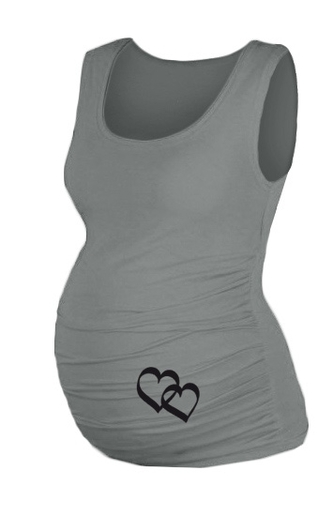 Top, tílko Dana s potiskem Srdíček  - šedé, vel. S/M; S/M
