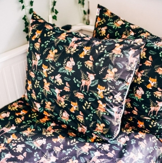 Baby Nellys 2-dílné bavlněné povlečení - Baby Friends, černá/zelená, 140x200/70x90cm; 140x200/70x90cm