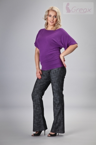 Gregx Elegantní těhotenské kalhoty JEANS - černý melír, vel. L; L (40)