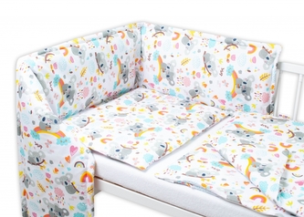 Baby Nellys 3-dílná sada Mantinel s povlečením - Koala a duha, bílá,135x100 cm; 135x100