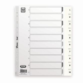 Elba, Rejstřík Strongline, PP, A4+, 1-10, bílá