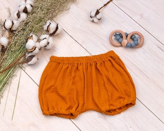 Baby Nellys Mušelínové letní kraťasky BOY - cihlová, vel. 92/98; 92-98 (18-36m)