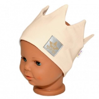 Baby Nellys Hand Made Bavlněná čelenka - dvouvrstvá, Korunka - smetanová, 80/98