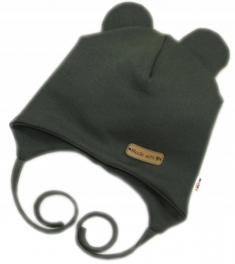 Čepička na zavazování, bavlna, Little Teddy, Baby Nellys, oliva, khaki, vel. 62/68
