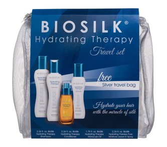 Farouk Systems Biosilk Hydrating Therapy šampon 67 ml + kondicionér 67 ml + olej na vlasy 52 ml + bezoplachový kondicionér 67 ml + kosmetická taška