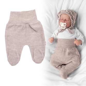 Pletené kojenecké polodupačky Hand Made, Baby Nellys, béžové; 56 (1-2m)