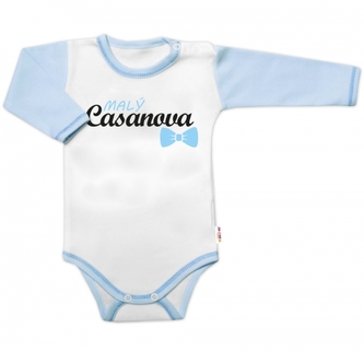 Body dl. rukáv s vtip. textem Baby Nellys, Malý Casanova, kluk, vel. 74; 74 (6-9m)