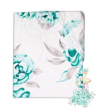 Baby Nellys Dětské bavlněné prostěradlo do postýlky, Plameňák - mátový, 140 x 70; 140x70