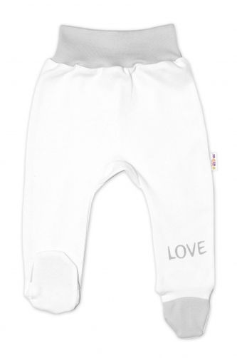 Baby Nellys Kojenecké polodupačky, bílé - Love, vel. 68; 68 (3-6m)