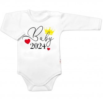 Body dlouhý rukáv Baby 2024, Baby Nellys, bílé, vel. 62; 62 (2-3m)