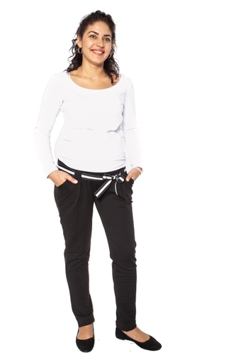 Be MaaMaa Těhotenské tepláky,kalhoty MONY - černé; XS (32-34)