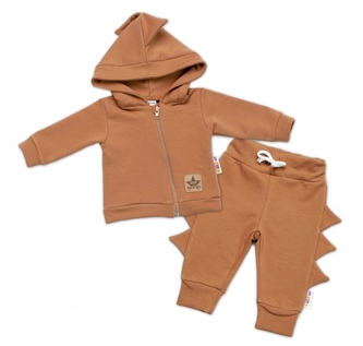 BABY NELLYS Dětská tepláková souprava s kapucí Krokodýl - hnědá