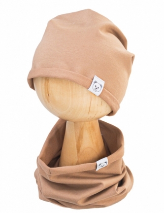 Čepice s nákrčníkem bavlna, Little Bear, Baby Nellys, béžová, vel. 98/134; 98-104 (2-4r); 134 (8-9r)
